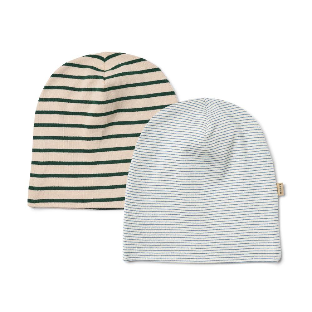 1818-102-GOTS - 2 Hat Soft Aidan - 1117 blue green stripe - Extra 0