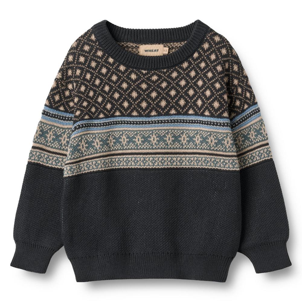 2591-560-GOTS - Jacquard Pullover Julius - 1432 navy - Main