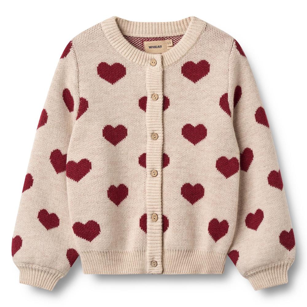 0566-567 - Jacquard Cardigan Hearts - 9562 offwhite melange - Main